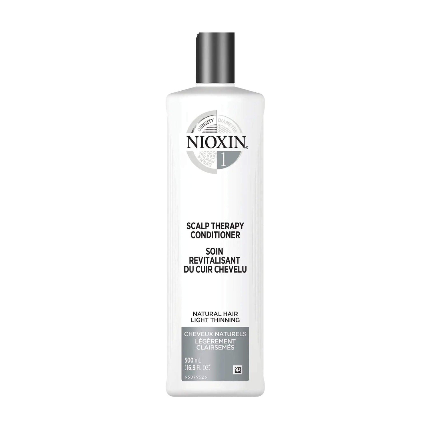 Nioxin Scalp Therapy Conditioner System 1 for natural hair with light thinning, 500ml bottle.