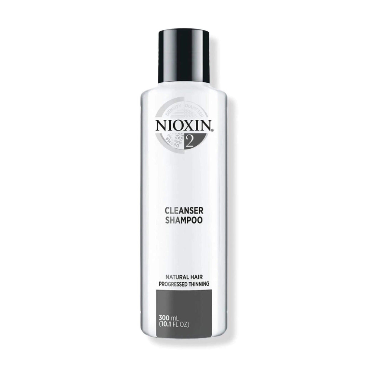 Nioxin Cleanser Shampoo System 2 for non-chemically treated, thinning hair, detoxifying and removing buildup, minerals, and pollutants.