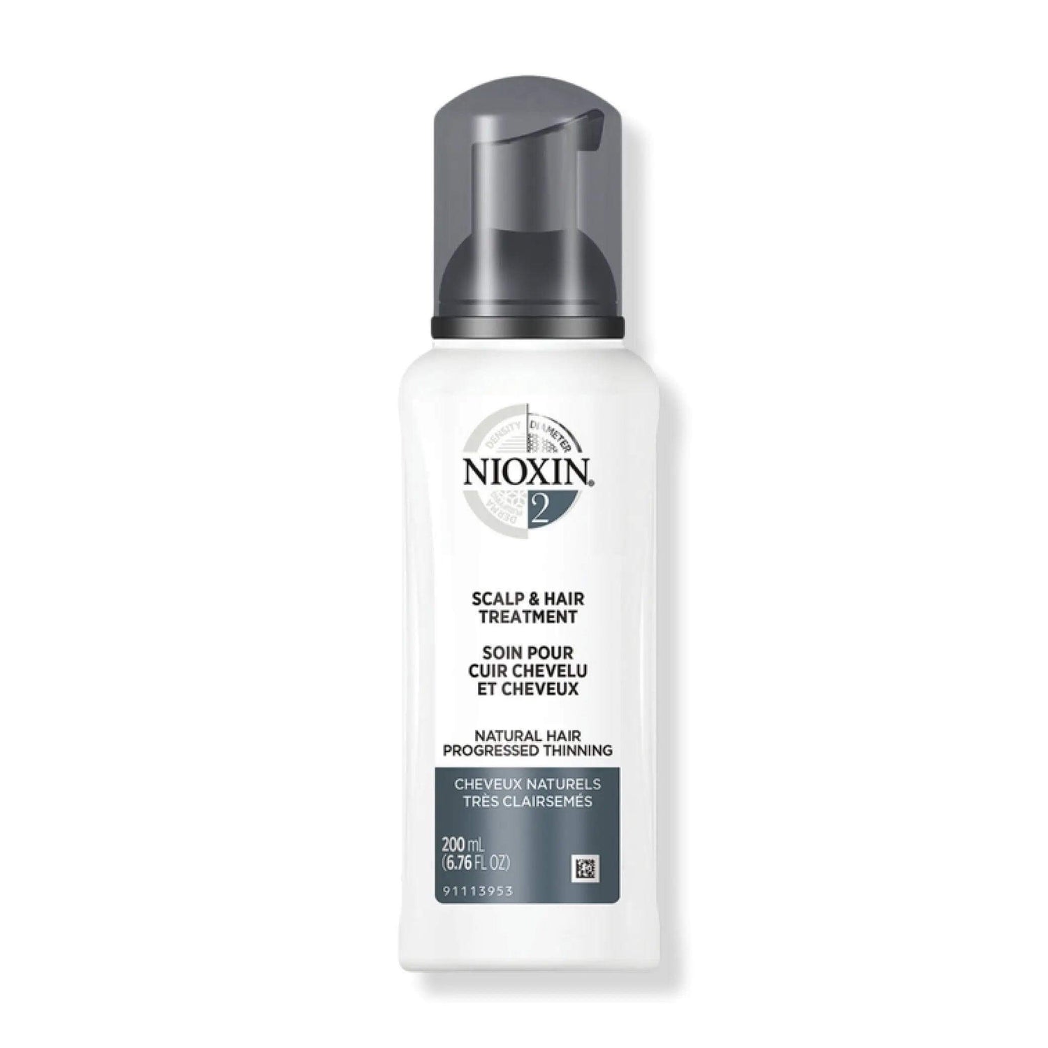 Nioxin System 2 Scalp & Hair Treatment for Fine Natural Hair with Thinning, 6.76 oz. Professional Leave-In Hair Thickening Product