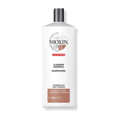 Nioxin System 3 Cleanser Shampoo for color-treated, normal to light thinning hair, 1L bottle
