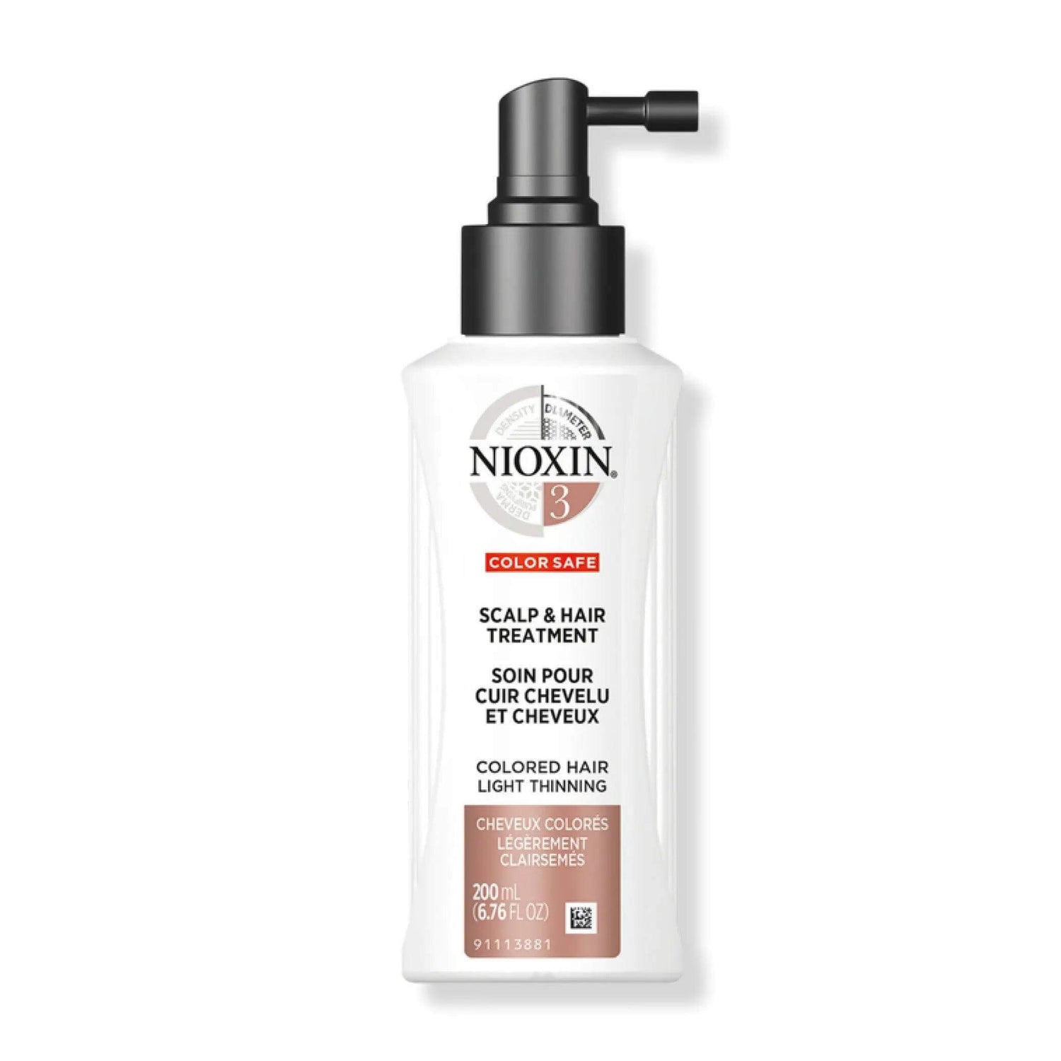 Nioxin System 3 Scalp & Hair Treatment for color-treated hair, volumizing leave-in formula for light thinning, 200ml bottle
