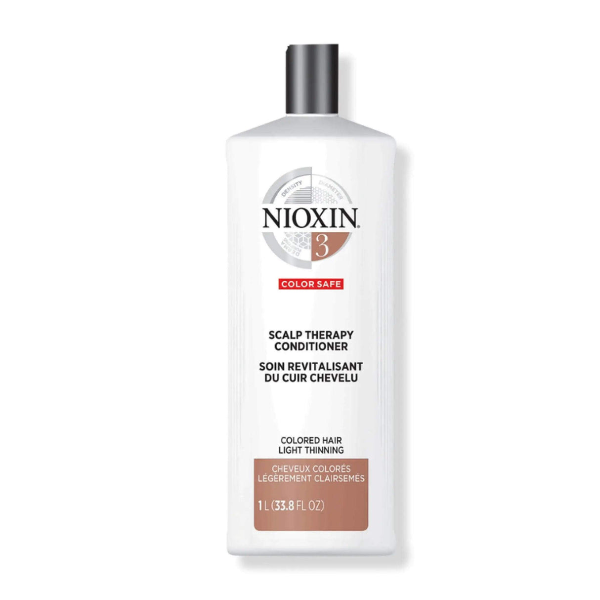 Nioxin System 3 Scalp Therapy Conditioner for color-treated hair, hydrates and promotes thicker hair, 1L bottle.
