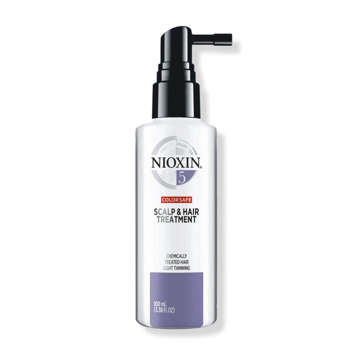 Nioxin System 5 Scalp & Hair Treatment for chemically treated, light thinning hair, 100ml bottle.