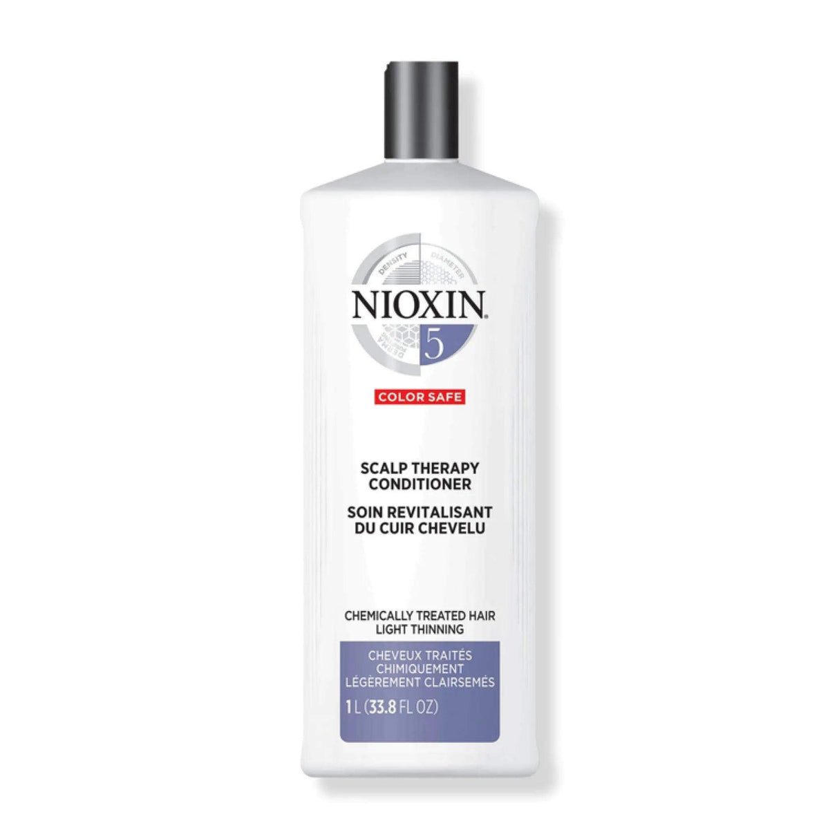 Nioxin System 5 Scalp Therapy Conditioner for chemically treated, light thinning hair in a 1L bottle.