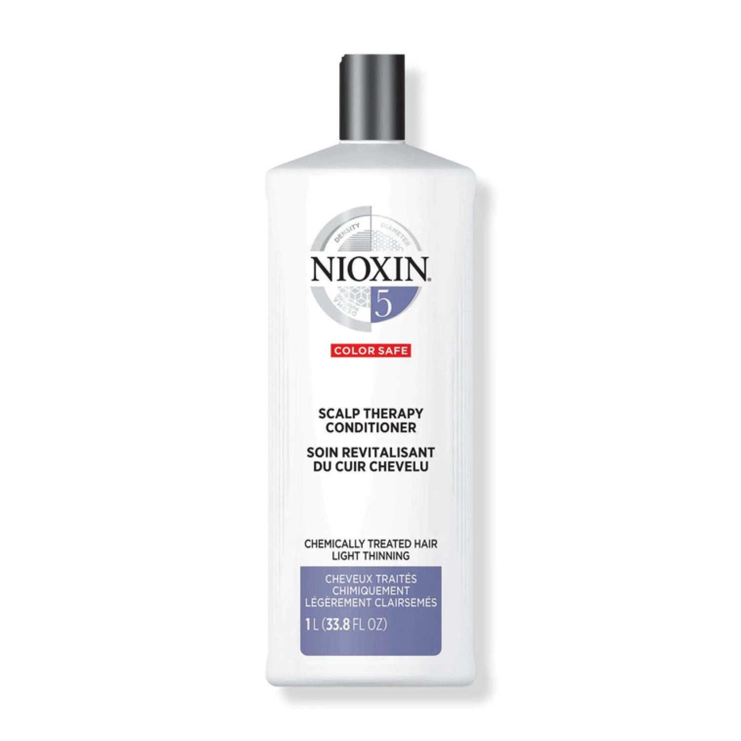Nioxin System 5 Scalp Therapy Conditioner for chemically treated, light thinning hair in a 1L bottle.