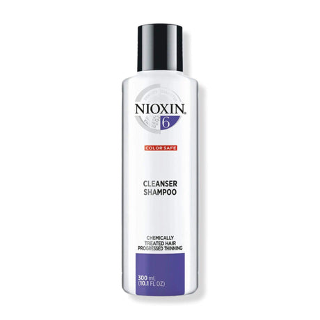 Nioxin System 6 Cleanser Shampoo for chemically treated, thinning hair - removes buildup, 300ml bottle.