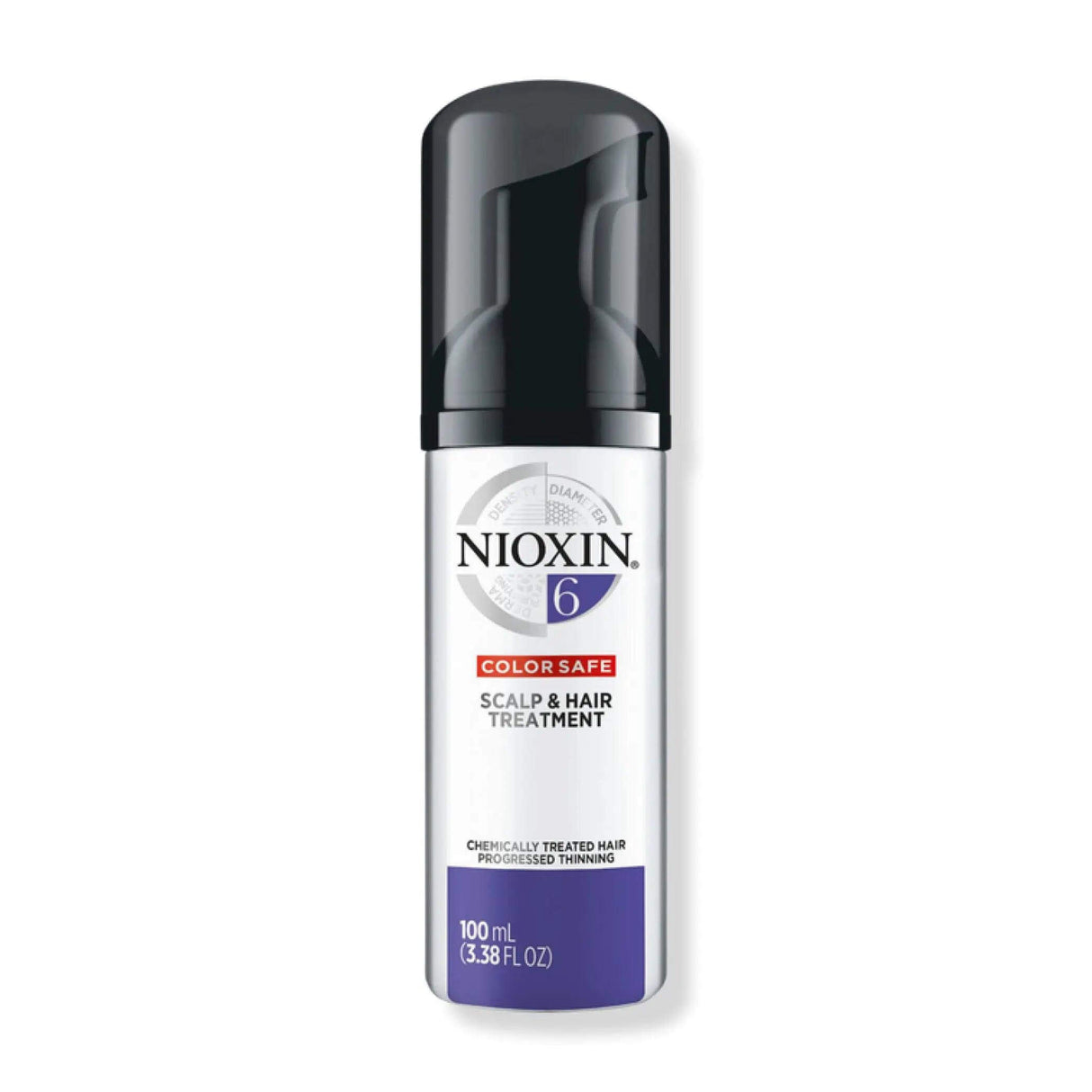 Nioxin System 6 Scalp & Hair Treatment for Chemically Treated, Thinning Hair in a 100ml bottle. Color safe leave-in product.
