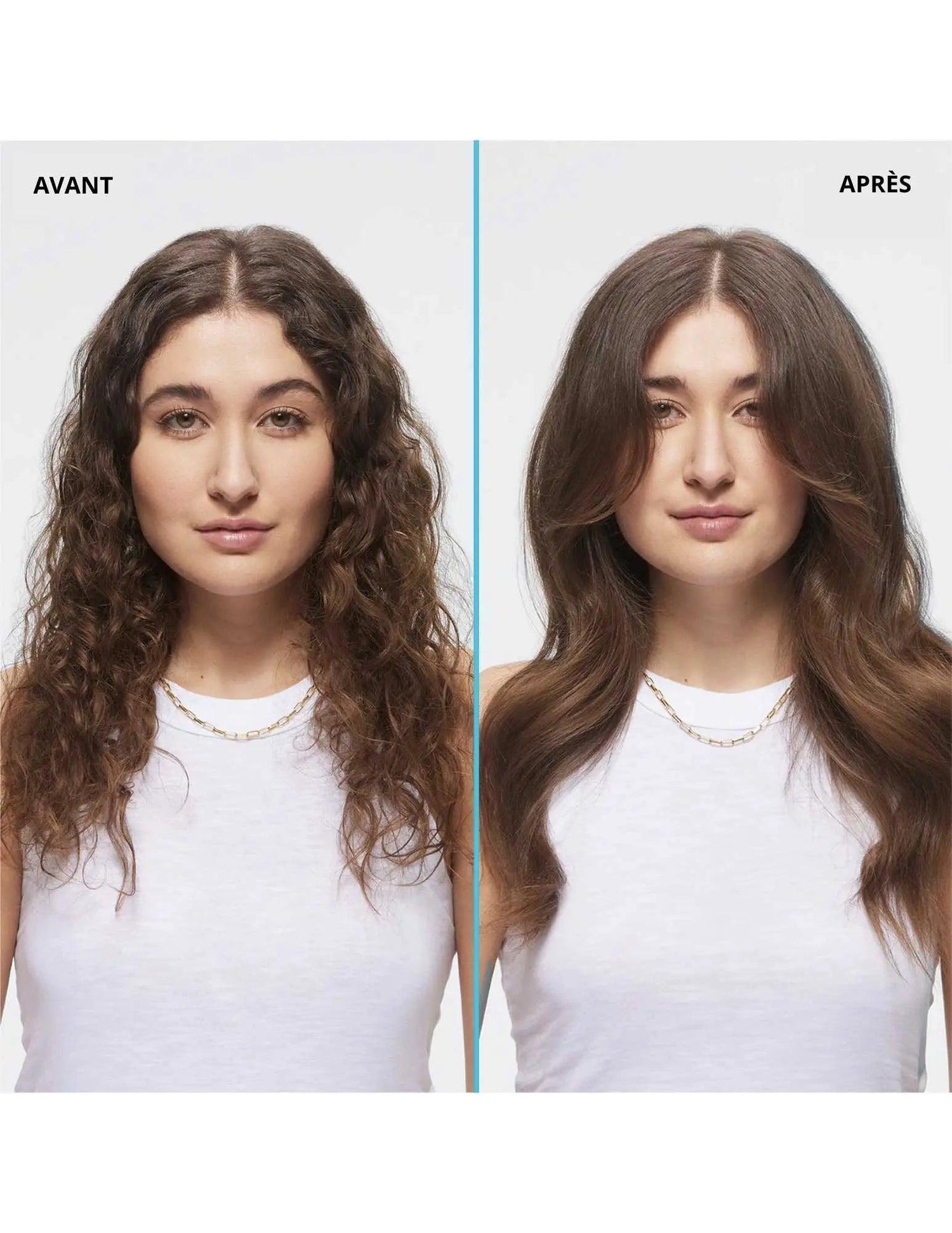 Before and after images showcasing hair transformation with texture paste, enhancing texture and providing a flexible hold.