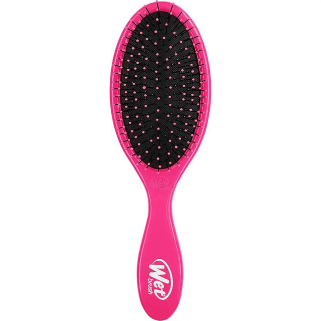 Pink Wet Brush Detangler for all hair types with IntelliFlex bristles for easy and painless detangling.