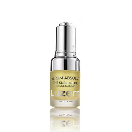 Luzern The Sublime Oil serum bottle for soft, hydrated skin, reducing fine lines and promoting a calm, radiant complexion.