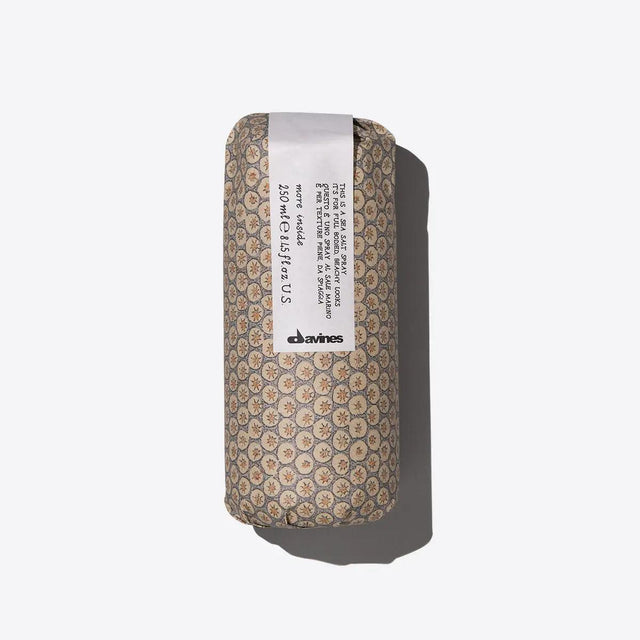 Sea salt spray with patterned packaging for beachy, tousled style and matte finish, featured on Prevention.com as Editor's Pick.