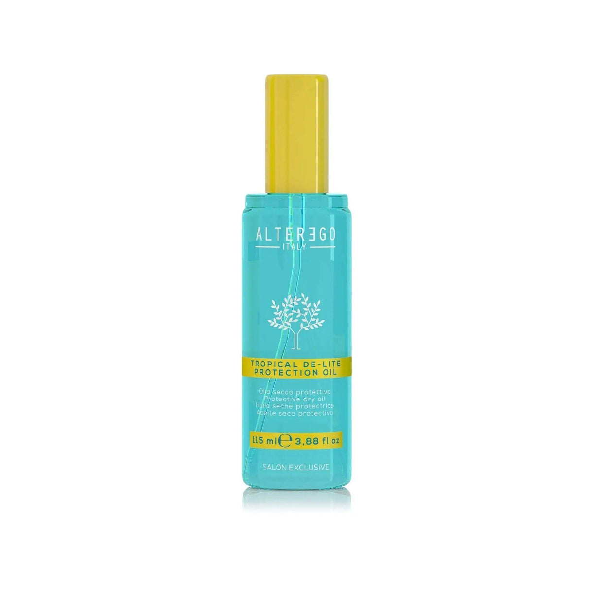Tropical De-lite Oil bottle for hair protection, adding shine, softness, and detangling benefits. Ideal for sun exposure.