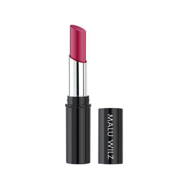 Malu Wilz True Matt Lipstick with vibrant color in elegant black packaging.