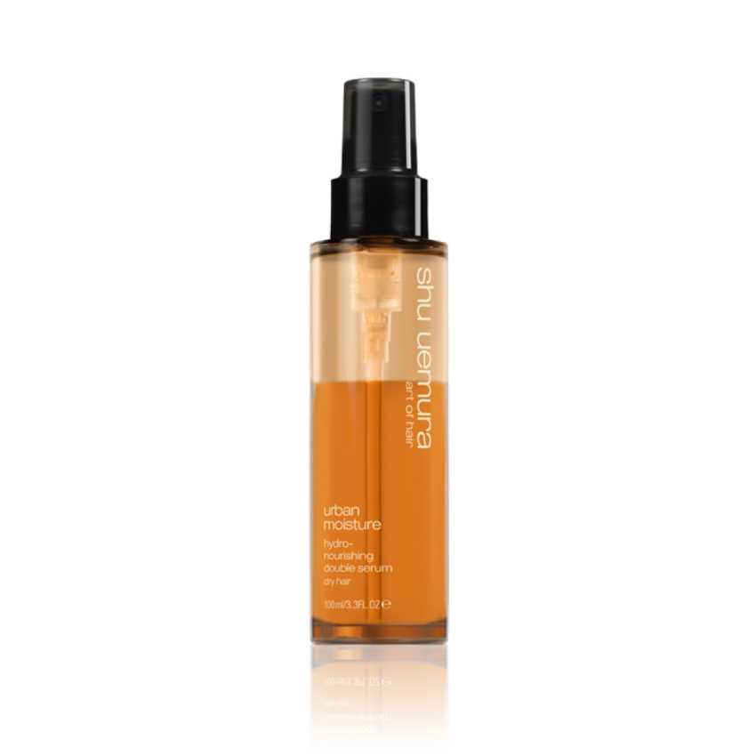 Urban Moisture Hydro-Nourishing Double Serum for dry, damaged hair protection and hydration in urban environments.