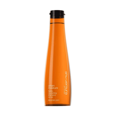 Shu Uemura Urban Moisture Shampoo bottle for hydrating and moisturizing dry hair.