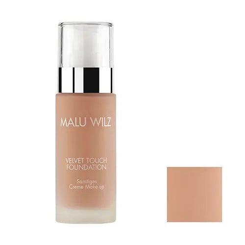 Malu Wilz Velvet Touch Foundation 30ml bottle, lightweight liquid foundation with a velvety finish for a perfect complexion.