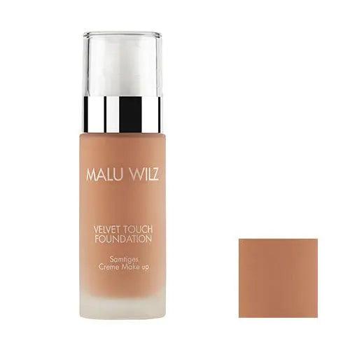 Malu Wilz Velvet Touch Foundation 30ml bottle with velvety finish for flawless complexion, premium lightweight liquid foundation.