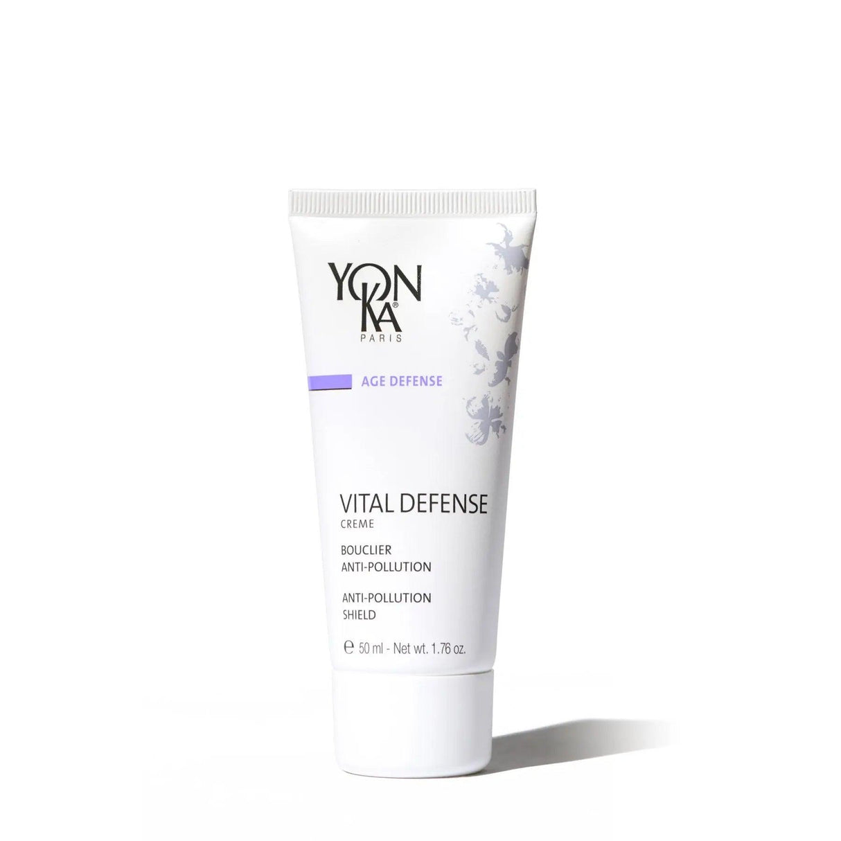 Yonka Vital Defense Creme tube, lightweight daily moisturizer for all skin types, protects against environmental stressors.