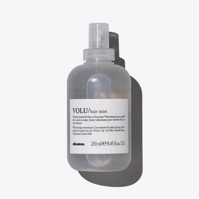 Volu Hair Mist volumizing spray for fine hair, boosts root volume without weighing it down, 250ml bottle.