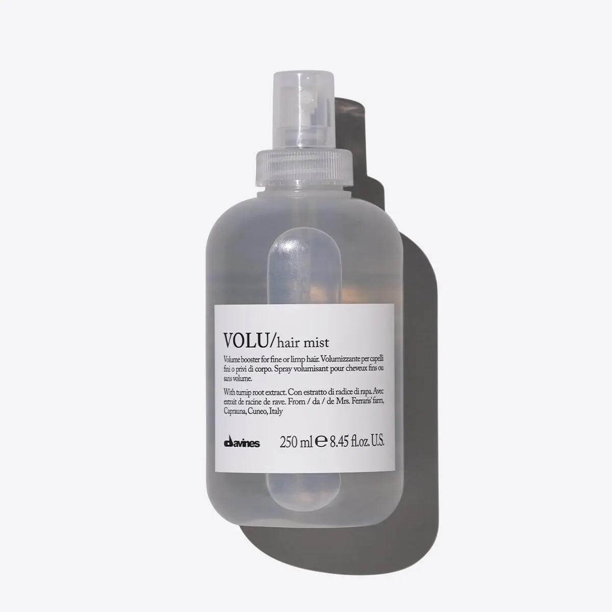 Volu Hair Mist bottle for volumizing fine or limp hair, enhancing root support for added volume and shine.