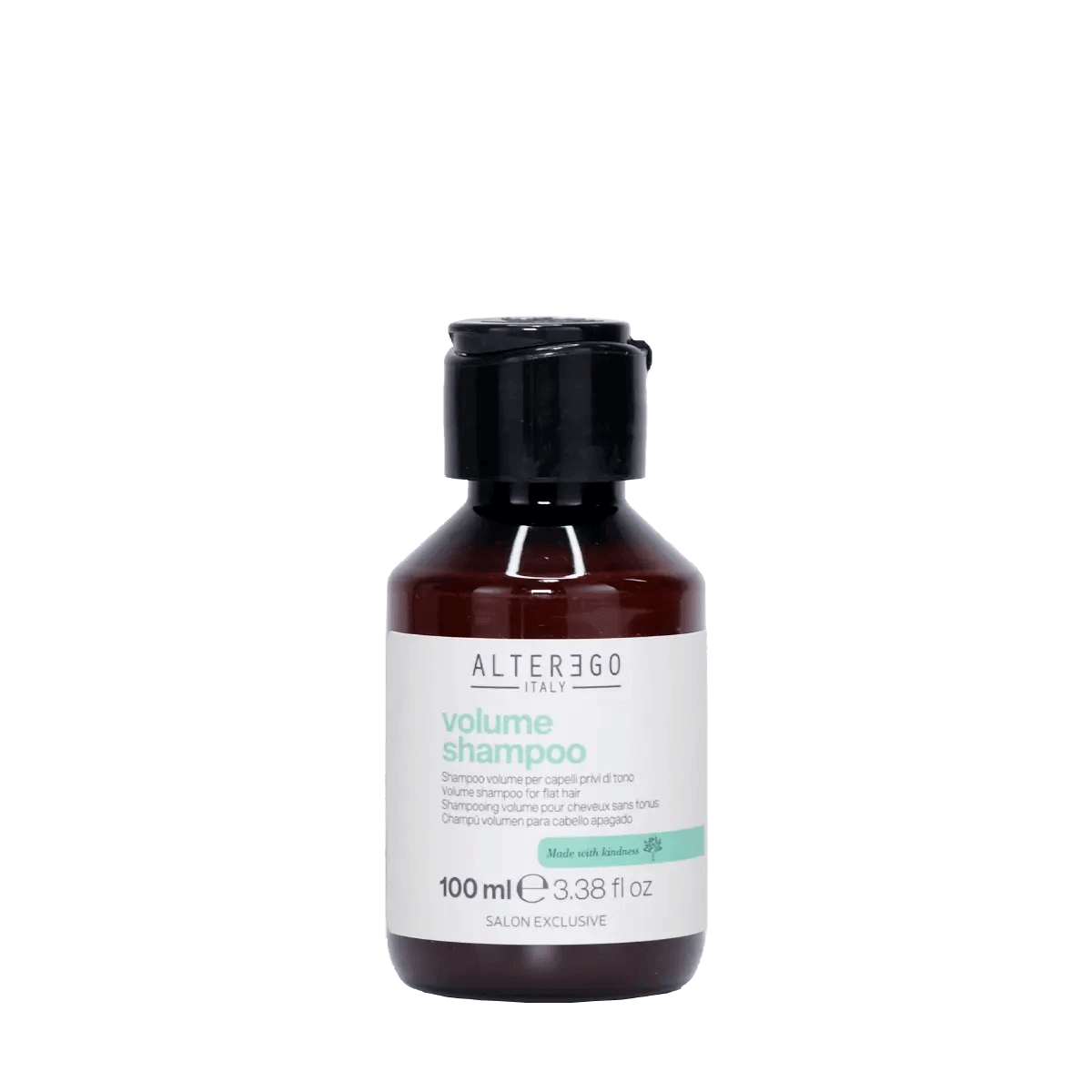 Alter Ego Italy Volume Shampoo bottle for fine hair with cotton and bamboo oil, promotes volume and shine, free from sulfates and parabens.