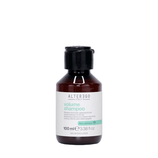 Alter Ego Italy Volume Shampoo bottle for fine hair with cotton and bamboo oil, promotes volume and shine, free from sulfates and parabens.