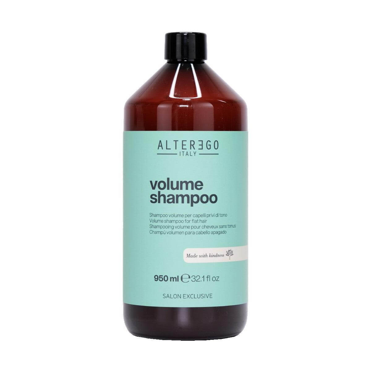 Volume Shampoo for fine hair, 950 ml bottle. Infused with cotton and bamboo oil. Free from sulfates, parabens, and silicones.