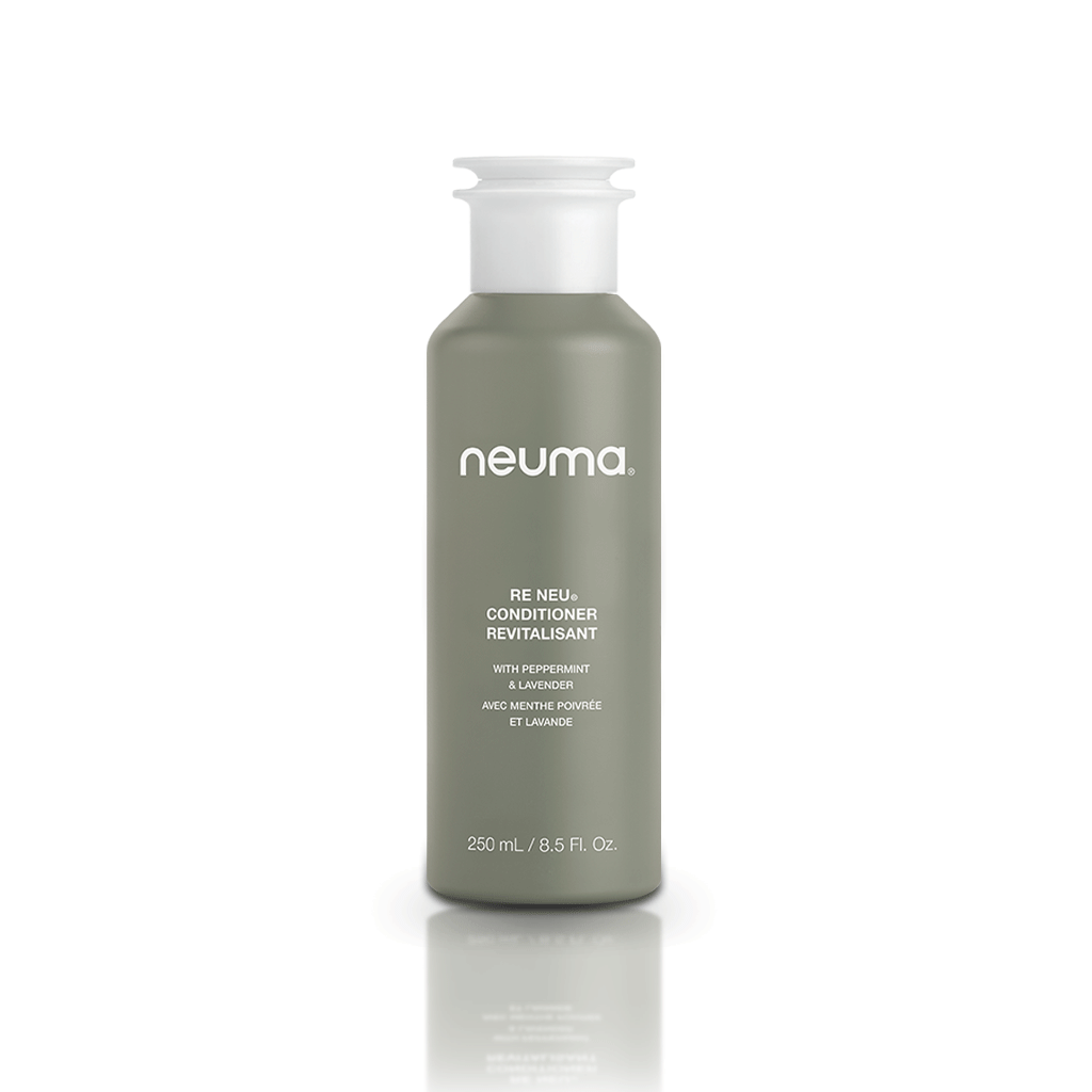 Re Neu Conditioner bottle, nourishes and smooths hair, peppermint and vanilla aroma, enhances shine and supports healthy scalp