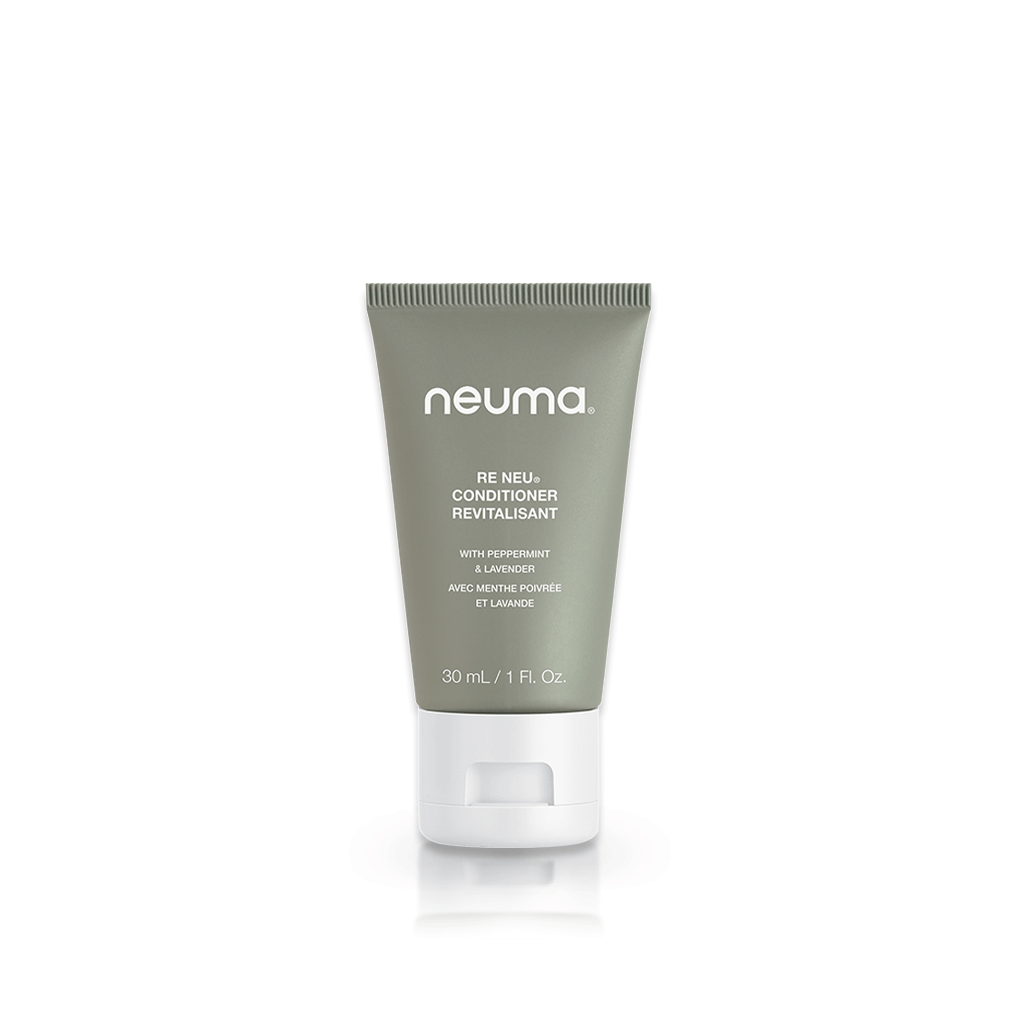Re Neu Conditioner by Neuma in 30ml tube, detangles, nourishes, and smooths hair with peppermint and vanilla aroma for shiny, healthy hair.
