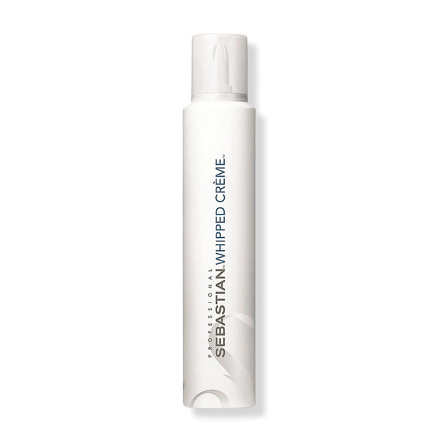 Sebastian Whipped Creme styling product for curls and waves in a tall, sleek white bottle.