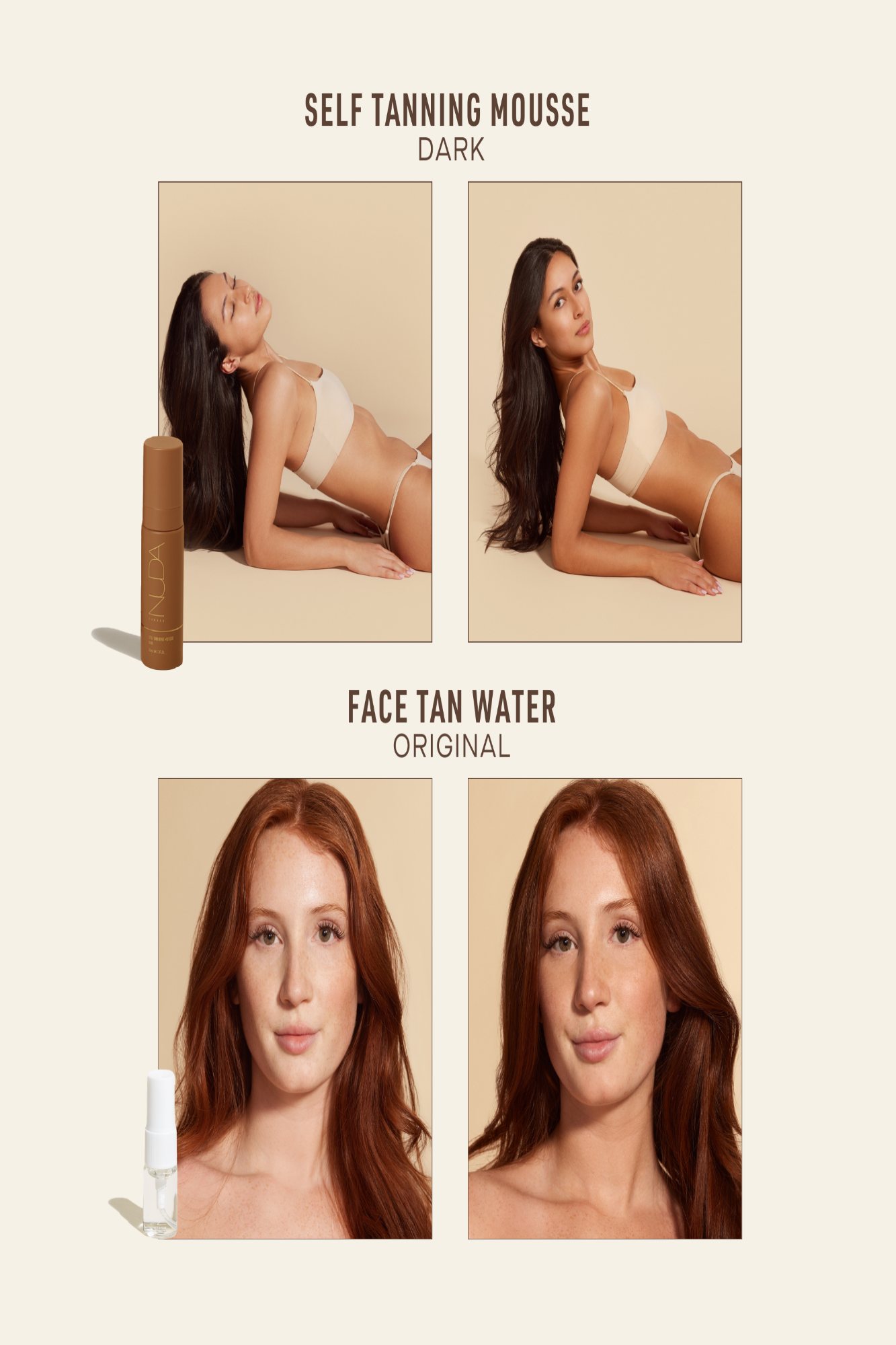 Self Tan Travel Kit featuring Self Tanning Mousse Dark and Face Tan Water Original for a flawless, radiant glow.