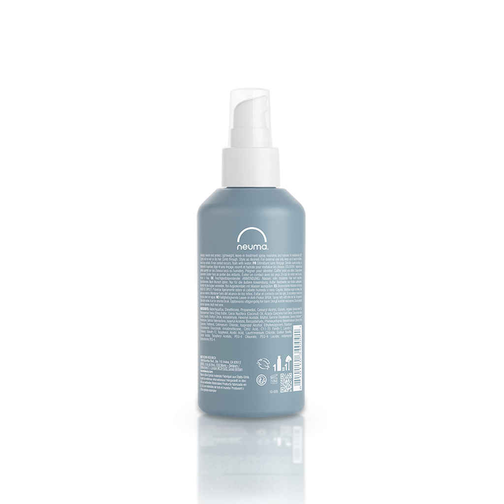 Neu Moisture Instant Fix leave-in spray, detangles and hydrates hair with lavender, mandarin, and vanilla fragrance, 250ml bottle.