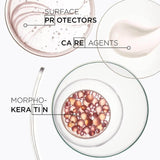 Close-up of Kérastase Bain Fluidealiste Gentle shampoo ingredients including surface protectors, care agents, and morpho-keratin.