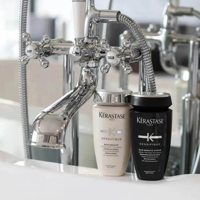 Kérastase Bain Homme Densité shampoo for men's hair, enhancing density and thickness, suitable for thinning and fine hair.