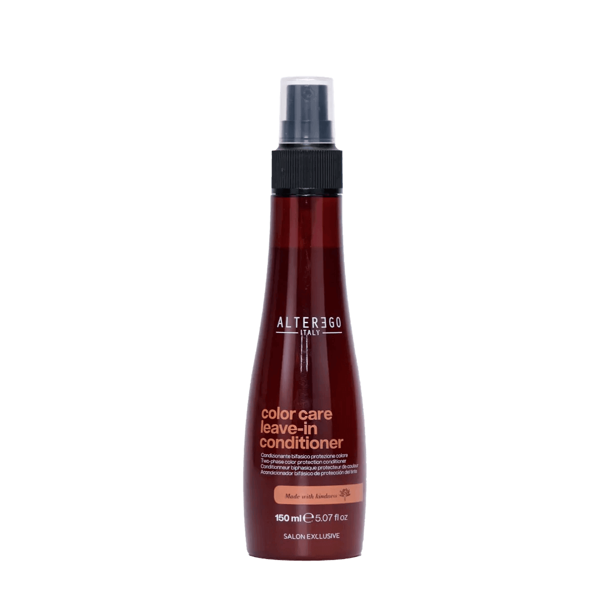 Color Care Leave-in Conditioner bottle with Lychee extract for shiny, silky hair; free from sulphates, parabens, and artificial colorants.