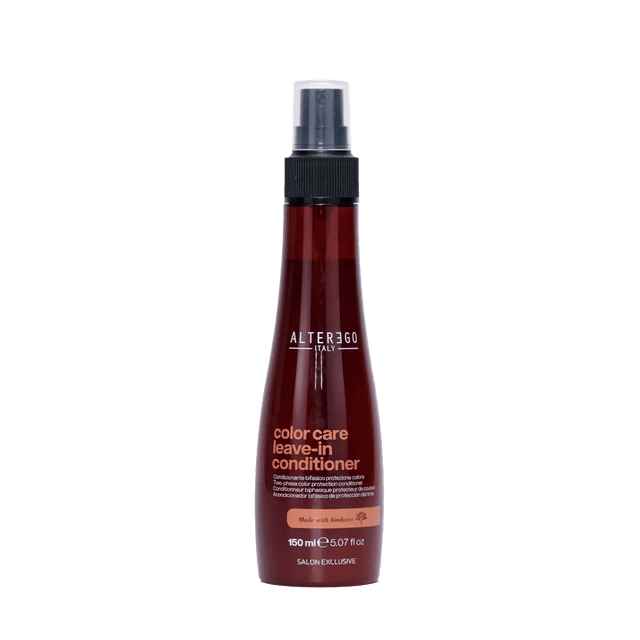 Color Care Leave-in Conditioner bottle with Lychee extract for shiny, silky hair; free from sulphates, parabens, and artificial colorants.