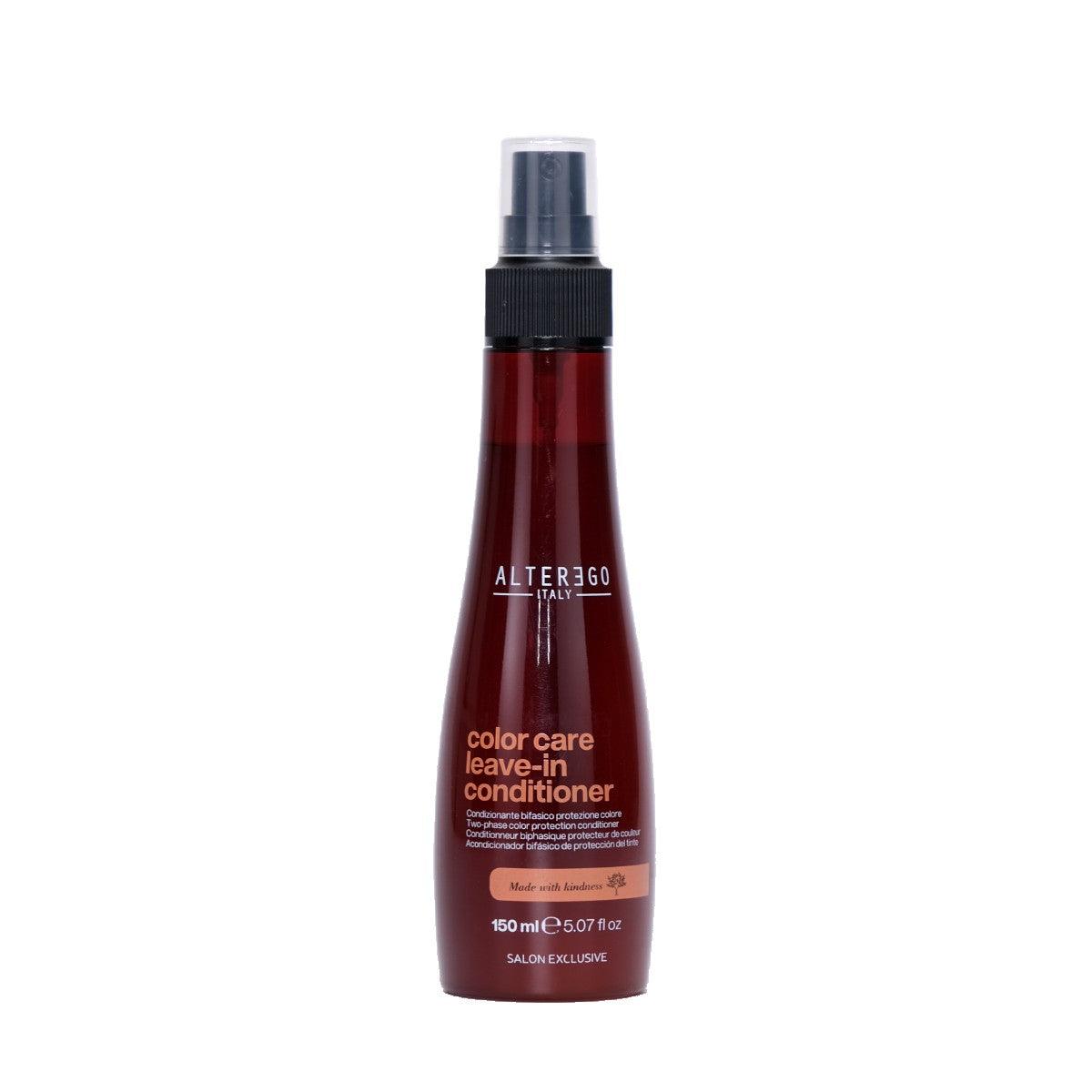 Color Care Leave-in Conditioner bottle with lychee extract for silky, shiny hair; free from sulphates, parabens, petrolatum, artificial colorants.