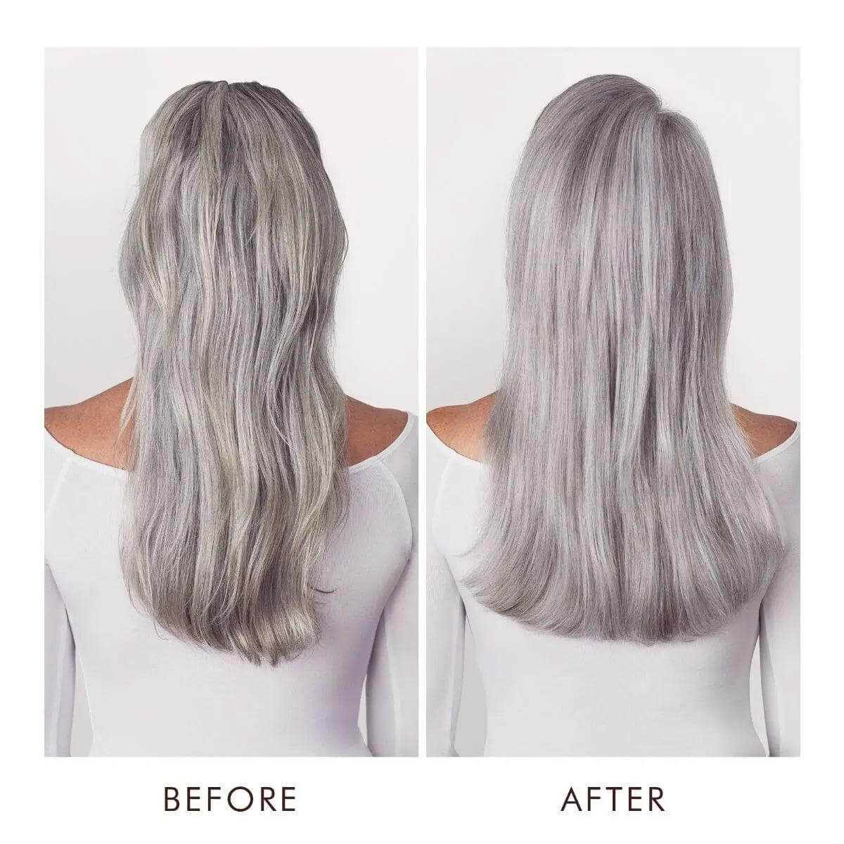Before and after results using Moroccanoil Color Continue Shampoo for vibrant, healthy hair color retention.