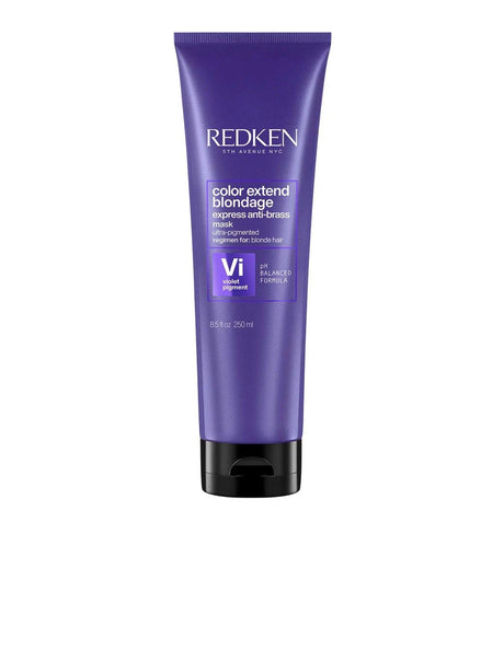 Redken Color Extend Blondage Anti Brass Mask to neutralize brassy tones in blonde hair. Ideal for all textures, prevents color fading.