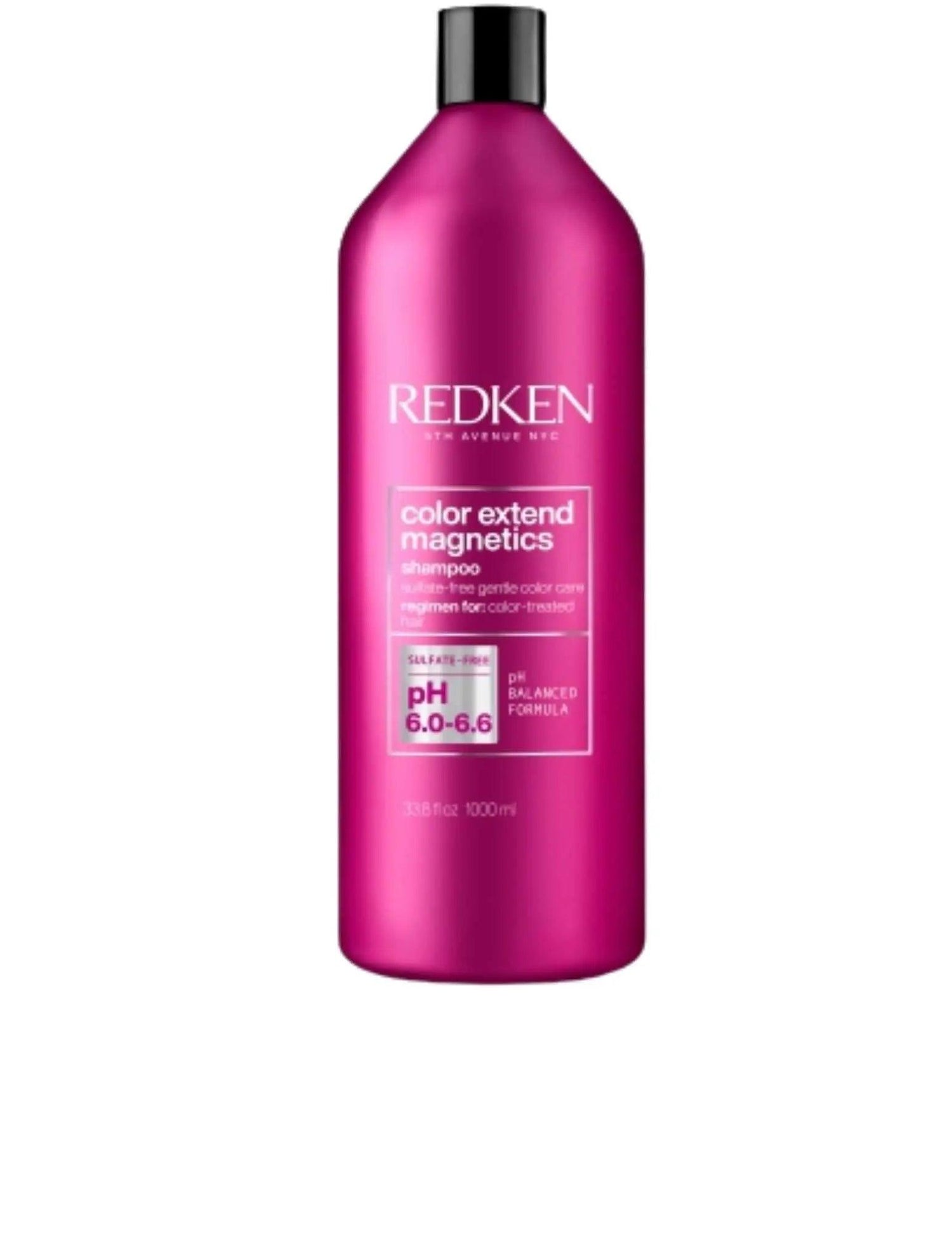 Redken Color Extend Magnetics Shampoo 1L bottle for color-treated hair, sulfate-free with pH balanced formula.