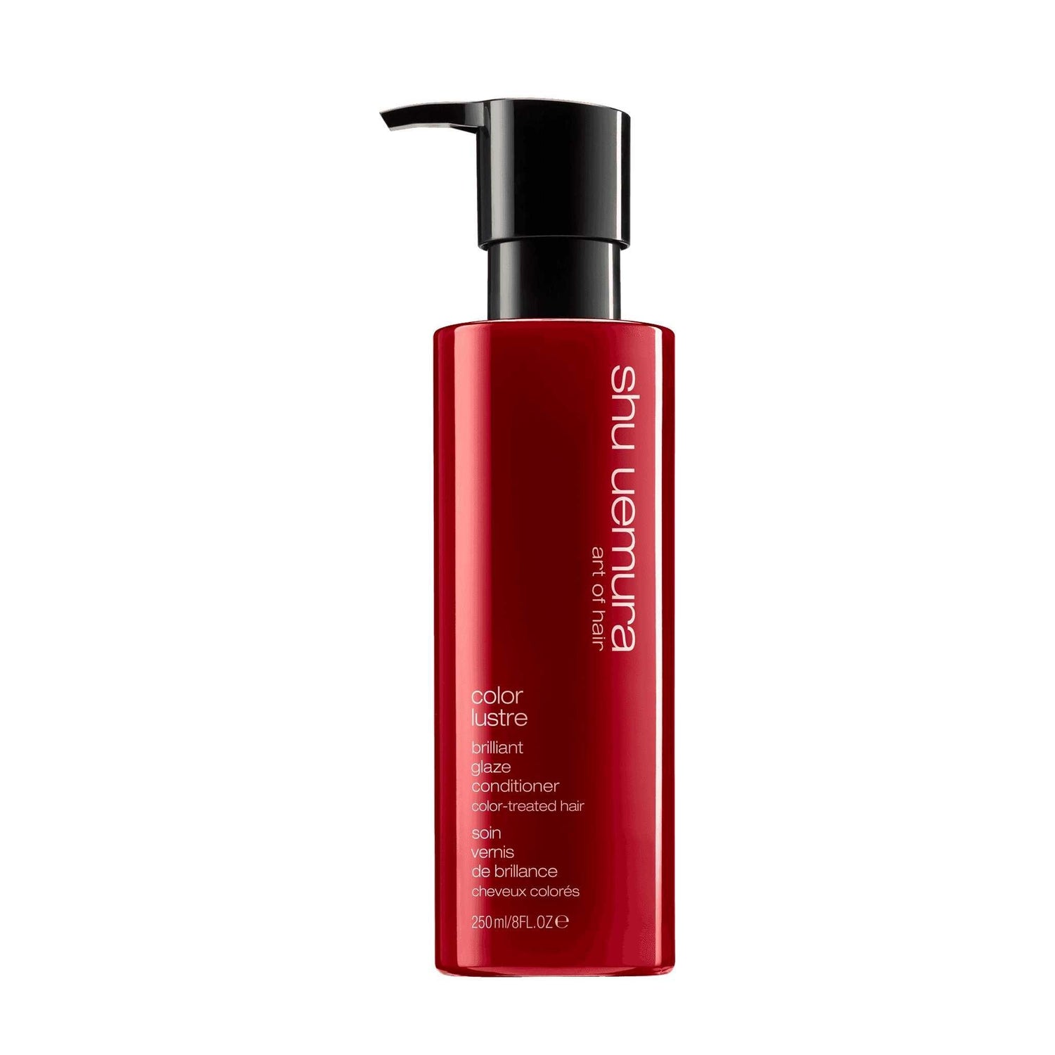 Shu Uemura Color Lustre Conditioner bottle for color-treated hair protection and enhancement.