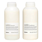Davines Love Curl Enhancing Shampoo and Conditioner Duo 1L bottles for curly, wavy hair, boosting elasticity, volume, and shine.