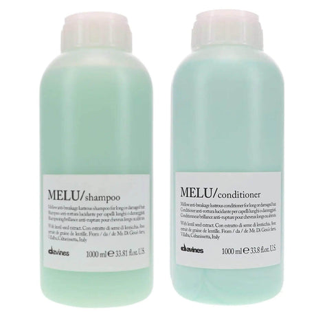 Davines Melu Pro Size Shampoo & Conditioner 1L Duo for anti-breakage and shiny, silky hair care.