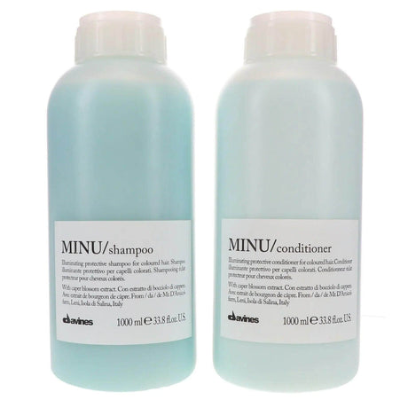 Davines Minu Pro Size Shampoo & Conditioner 1L Duo bottles for vibrant colored hair