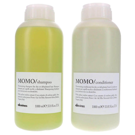 Davines Momo Pro Size Shampoo and Conditioner 1L Duo for dry hair hydration, includes moisturizing shampoo and conditioner bottles.