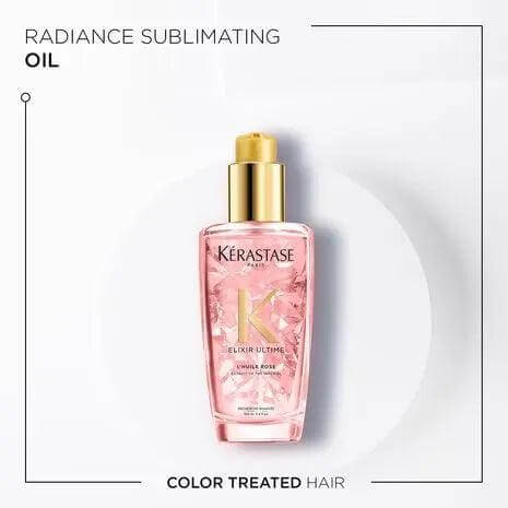 Kerastase Elixir Ultime Hair Oil for color-treated hair, enhances vibrancy, protects against damage and fading, 100ml bottle.