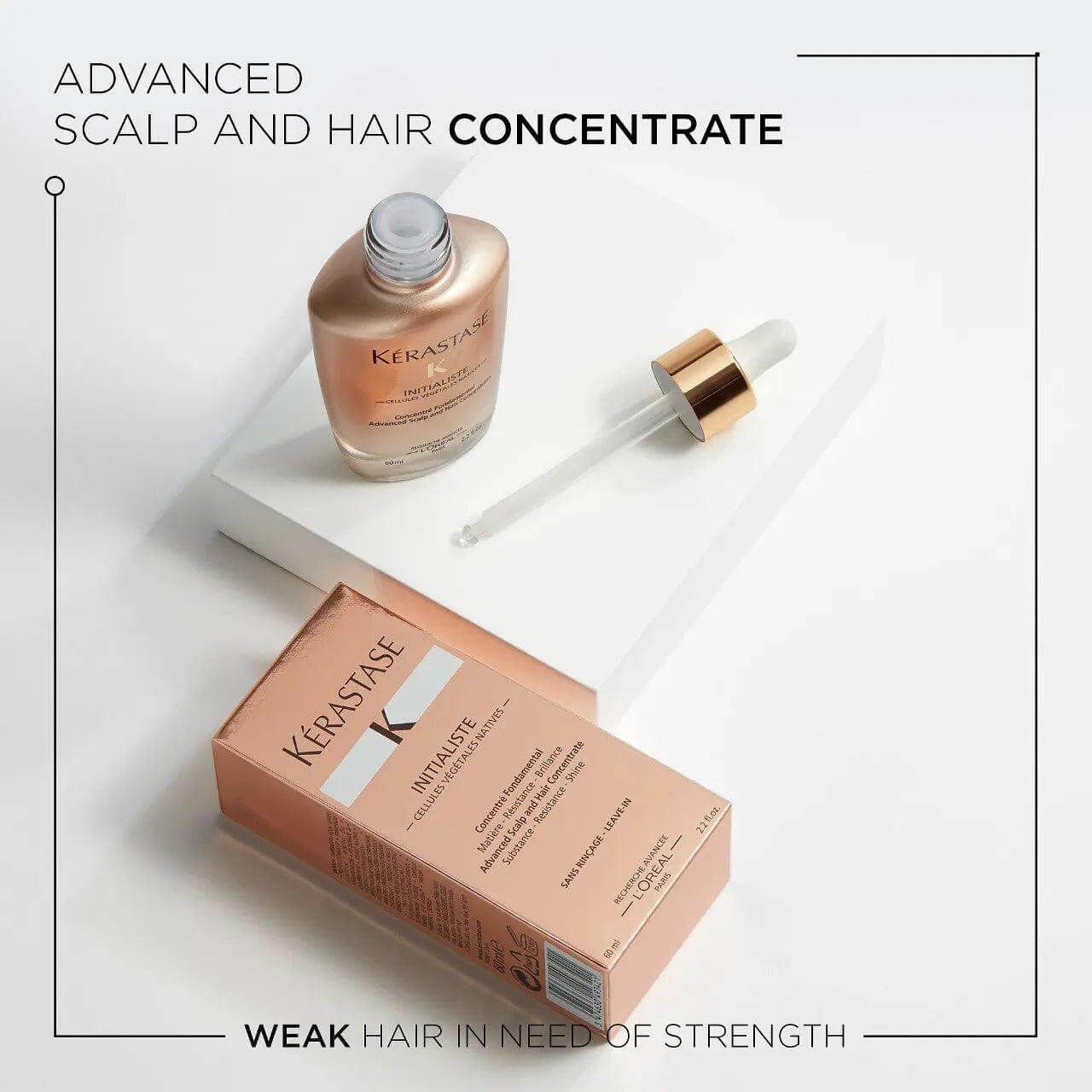 Kérastase Initialiste Strengthening Hair Serum with dropper and packaging for scalp health and volume.