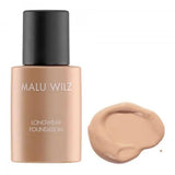 Malu Wilz Longwear Foundation bottle and swatch, 30ml, high-performance liquid for enduring coverage and perfect complexion.