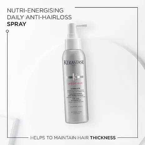 Kérastase Spécifique Spray Stimuliste Aminexil for preventing hair loss and promoting healthy hair growth.