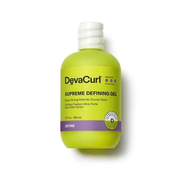DEVACURL Supreme Defining Gel for curly hair, super-strong hold without crunch, 12 fl oz bottle, frizz control and curl enhancement.